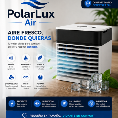 PolarLux Air/ Climatizador Portátil Evaporativo - Refresca en Segundos