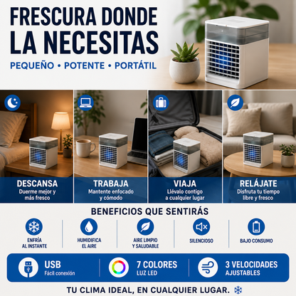 PolarLux Air/ Climatizador Portátil Evaporativo - Refresca en Segundos