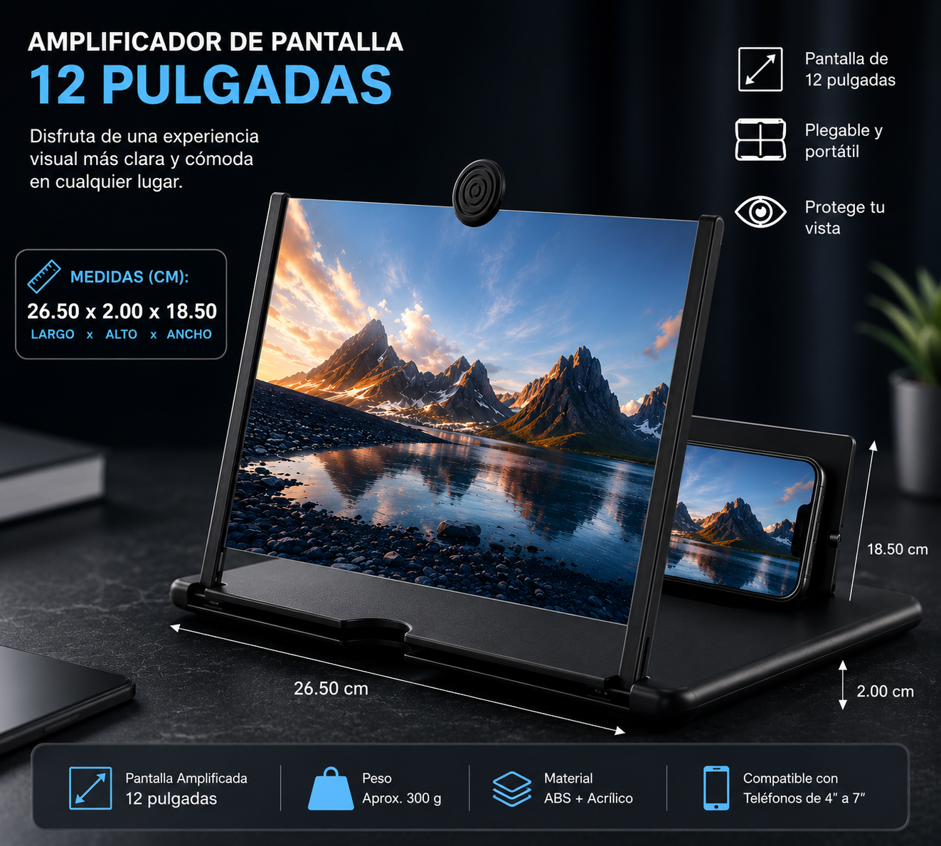 KubeaGlass Amplificador de Pantalla 12"